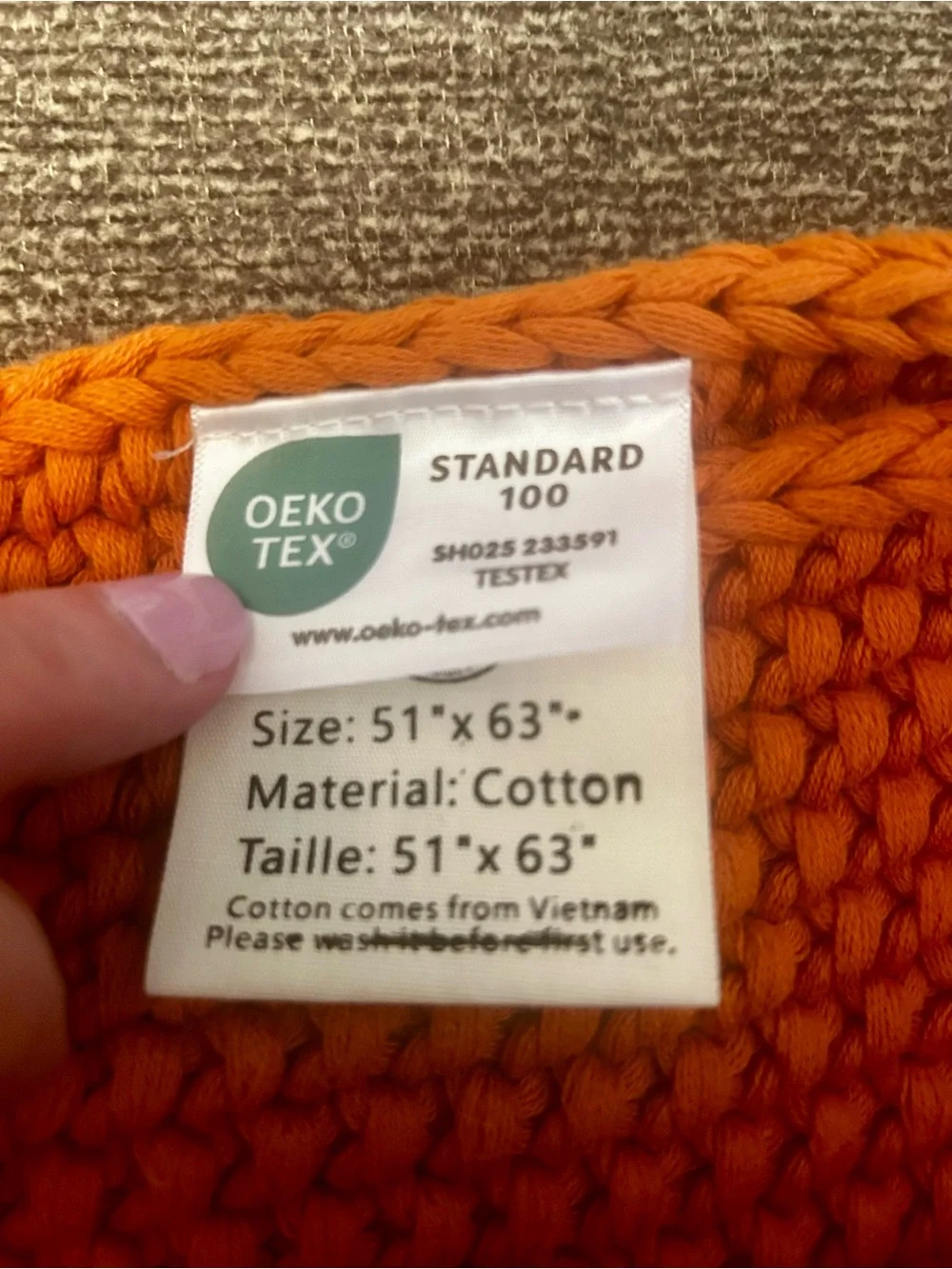 Vibrant Harvest Fall Orange Knit Throw Blanket 51x63